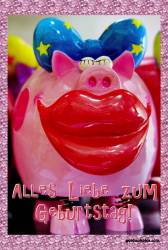 Geburtstagskarte Kuss Schwein Liebe
